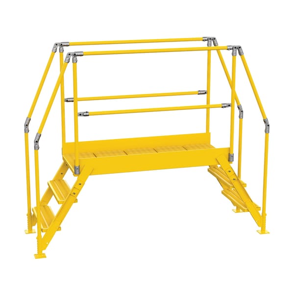 Vestil 3 Step Cross-Over Ladder 28"H x 50"W Yellow Powder Coat Steel COL-3-26-44 - main